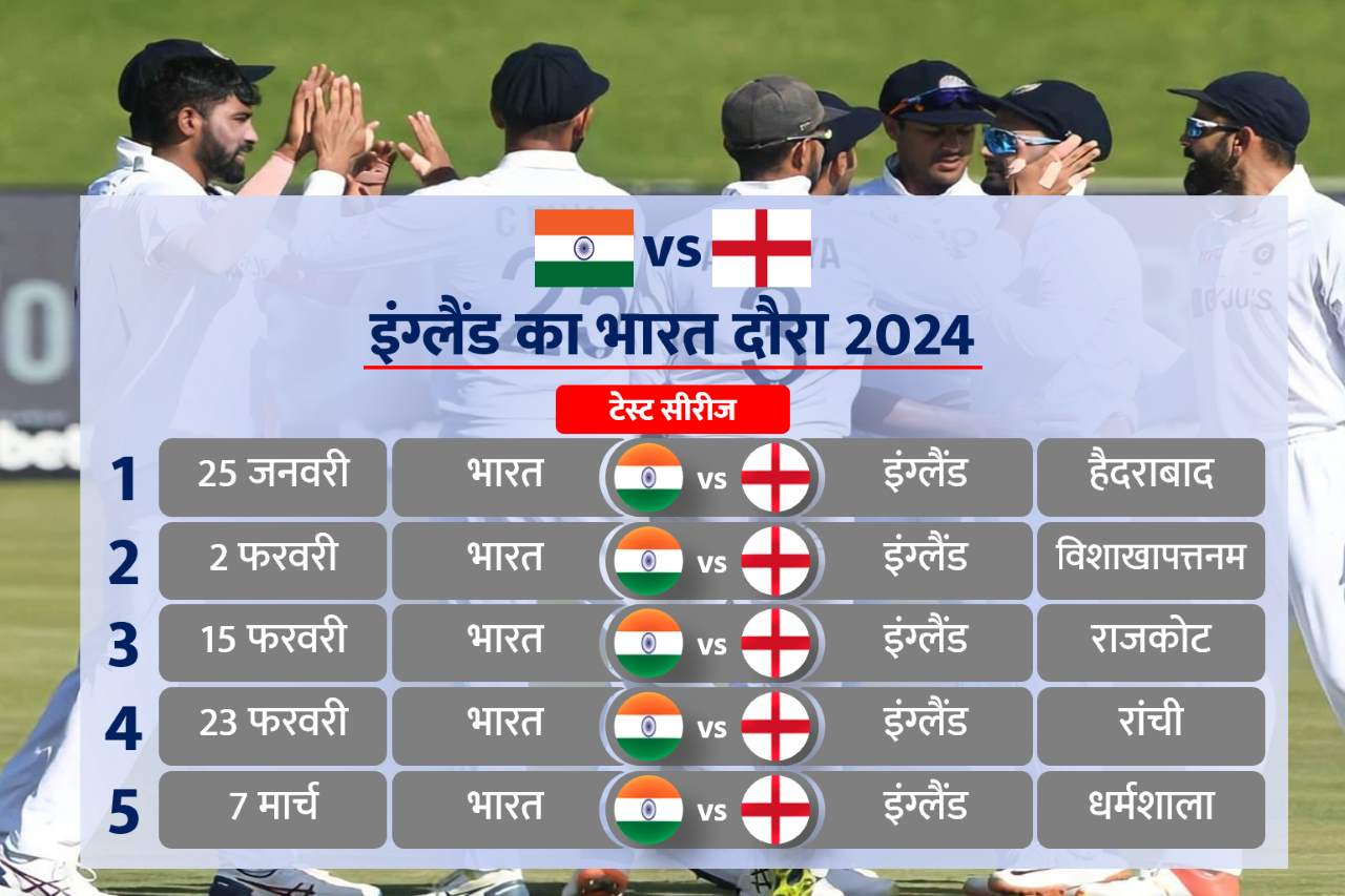 IND vs ENG Test 2024 Schedule: 25 जनवरी से पहला टेस्ट, देखें भारत बनाम इंग्लैंड टेस्ट का शेड्यूल